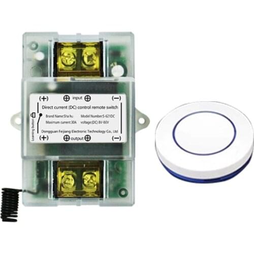 DC 9V/12V/24V/36V/48V/60V/72V 433Mhz Wireless RF Remote Control Switch 1CH 30A Relay Receiver Countdown can be set