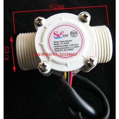 Flow Meter Ssensor Water Fuel Flowmeter Counter Indicator Swimming Pool 1-30L/Min G3/4 DN20