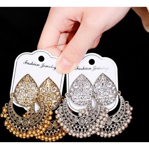 Water Drop Beads Earring Charms Ethnic Vintage Boho Earrings For Women Jewelry Hollow Out Fashion Pendiente Statement Earrings