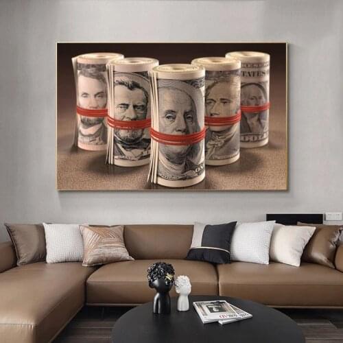 Modern Art Rolled Cash Dollar Canvas Painting Posters and Prints on Modern Wall Art Picture for Living Room Home Decoration