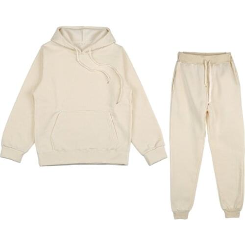 Autumn Women Hoodies Tracksuits Fashion Fleece Hooded Sweatshirt Two Pieces Set Casual Sweatshirts Sweatpants Set Sportswear