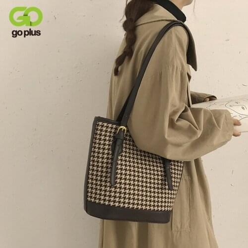GOPLUS Tote Bag For Women Vintage Retro Shoulder Bags Fashion Lattice Handbag Vintage Elegant Ladies Winter New Designer 2020