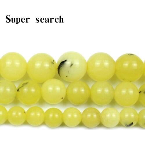 Natural Stone light Yellow Cloud Jades Beads Round Loose Bead For Jewelry Making 15"Inches 6 8 10 mm DIY Bracelet Necklace