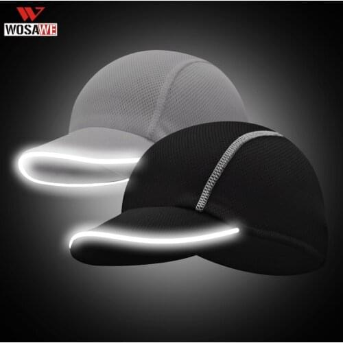 WOSAWE Reflective Racing Cap Motorcycle Helmet Inner Cap Hat Quick Dry Breathable Comfortable Summer Men Women Running Caps