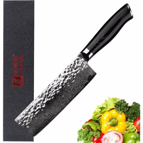 Sunlong Nakiri 6.5 inch Usuba Japanese Damascus steel Meat Cleaver Vegetable knives Mikata Handle