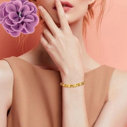 24k Gold YSM B336 Simple Ins Smooth Exquisite Hollow Beads Jewelry 2020 Trend Copper Alloy Bracelet For Women