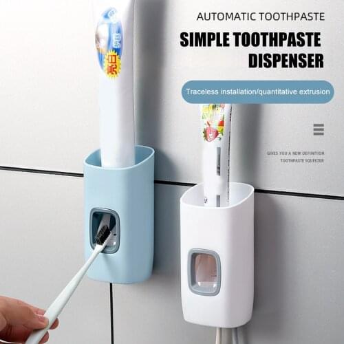 Toothbrush Automatic Punch-free Wall Mount Toothpaste Dispenser Set Bathroom Accessories SSwell