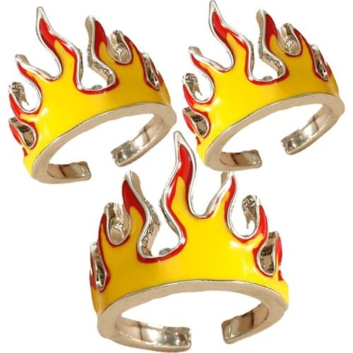 Hot Sale New 1Pc Flame Opening Rings for Women Metal Charms Vintage Punk Friendship Rings Jewelry Aesthetics Gifts Wholesale