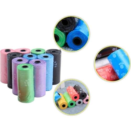 10 rolls=150pcs Degradable Pet Dog Waste Poop Bag With Paw Printing Doggy Bag Shit picking bags