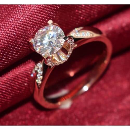 100% 18K 750Au Gold Moissanite Diamond Ring D color VVS With national certificate MO-H10035