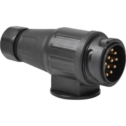 12V 13-Pin Trailer Plug Adapter 13-Pole Trailer Electrical Connector Black