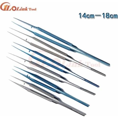 14cm 15cm 16cm 18cm Tweezers Ophthalmic Instruments Titanium Alloy Bend Platform Tweezers Line Tweezers Cosmetic Tweezers Tools