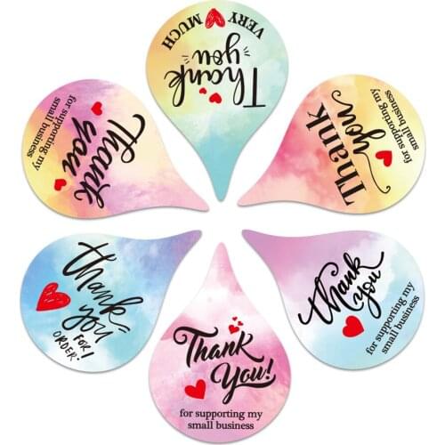 25mm Water Drop Type"thank You" Love Flowers Stickers Adhesive Labels Baking Wedding Decoration Birthday Party Sealing Sticker