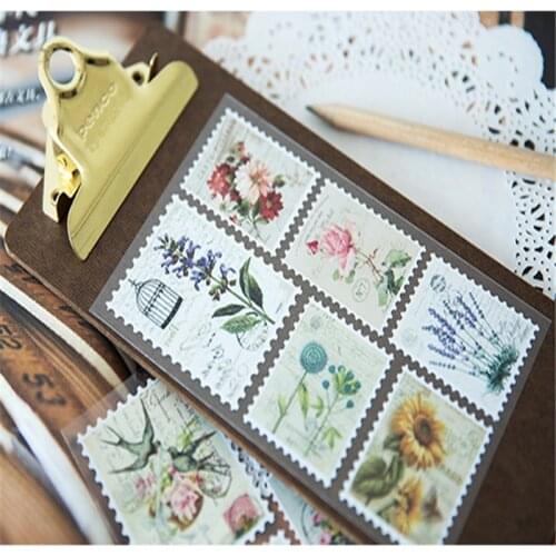 3pcs/lot New Pocket Stamps Stickers mini paper sticker DIY decoration sticker Scrapbooking Label Seal Sticker kawaii Stationery