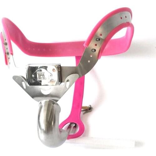Bdsm Male Pink Chastity Belt Cock Cage Stainless Steel Prevent Cheating Adjustable Slave Chastity Device Bird Lock Sex Toys