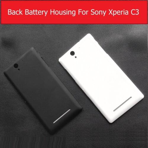 Black and white color Rear Battery door housing for Sony Xperia C3 S55T S55U D2533 back cover case with Power button + 1x film