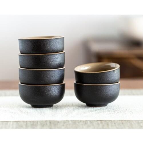 Black crockery japanese ceramic tea cup for puer teacups porcelain chinese kung fu cup drinkware