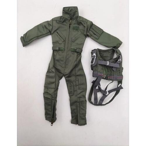 DML1 / 6 Soldier Modern U.S. Air Force Pilot Army Green Coveralls and Combat Chest Hanging Model Fit 12'' Action Figure Body Toy