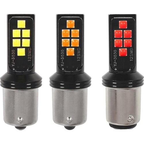 NHAUTP 2Pcs 1156 Ba15s P21w Led Lights 1157 Bay15d P21/5w Bulbs Car Reverse/Brake Lamp DRL White Amber Red 3030 12smd