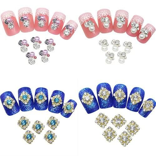 Hot10Pcs Alloy Crystal Nail Art Sticker Rhinestone Tips Manicure Decals Beauty DIY 8VAX
