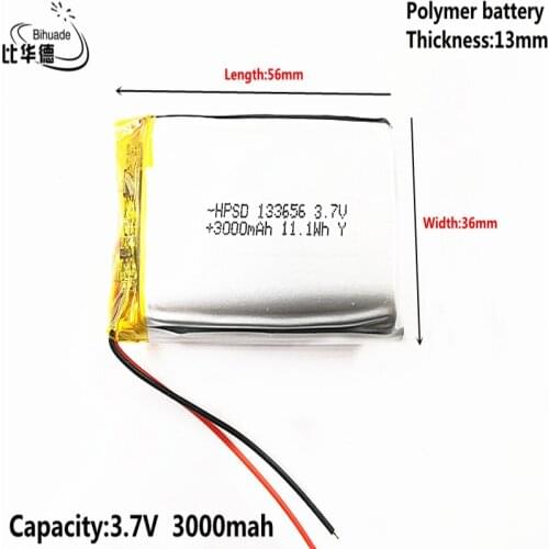 Liter energy battery Good Qulity 3.7V,3000mAH 133656 Polymer lithium ion / Li-ion battery for tablet pc BANK,GPS,mp3,mp4