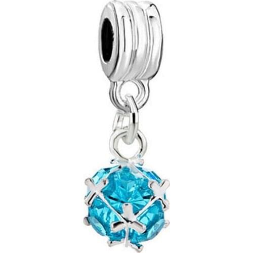 20pcs / Lot Fashion Lake Blue Rhinestone Ball Alloy metal Charms for Bracelet Necklace Jewelry making DIY Accessory