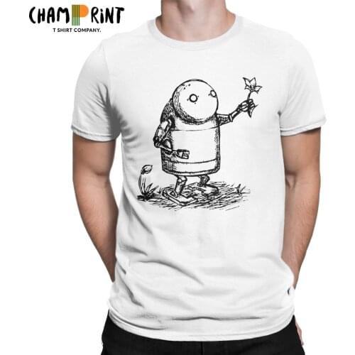NieR Automata Robot Game T Shirt for Men Pure Cotton Novelty T-Shirt Crew Neck Tee Shirt Short Sleeve Clothes Printed