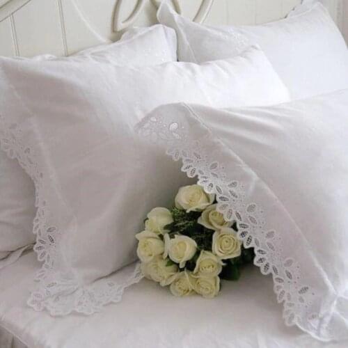 New European style white embroidered pillow cover 100% cotton comfortable pillow sham decorative pillowcase bedding accessory
