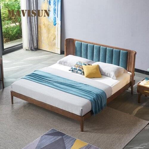 New Design Antique Comfortable High Quality Wooden Double Bed Set King Queen Size Frame Large Villa Master Bedroom American Bed