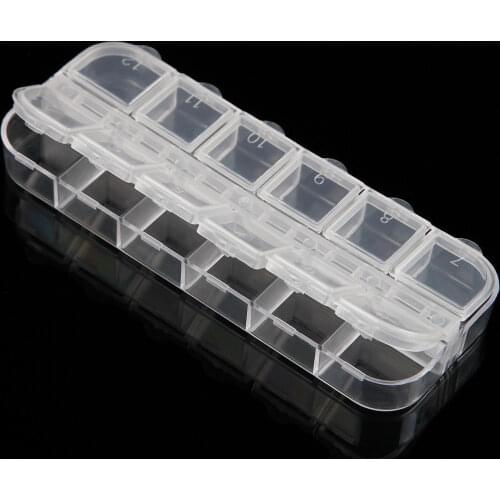 12 Grids Plastic Storage Case Small Thing Container Nail Art Products Box Rhinestone Earring Jewelry Compartment Storages Casing