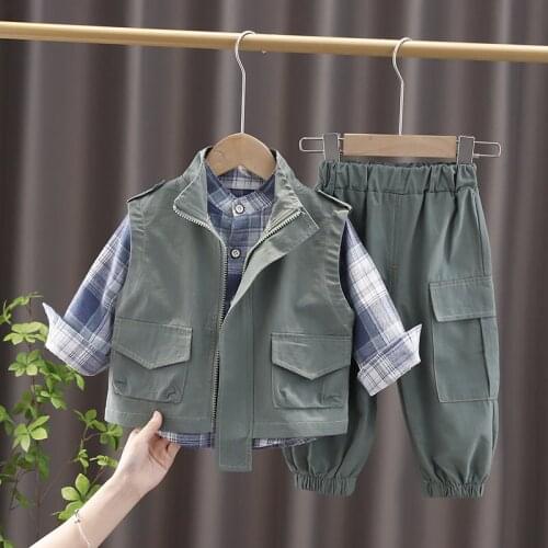 New Autumn Trendy Children Clothes Baby Boys Girls Zipper Vest Shirt Jeans Pants Spring Kids Clothing Infant Casual Tracksuit