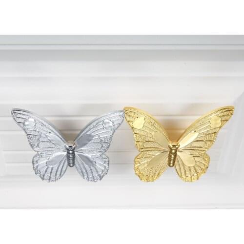 1Pcs Golden/Silver Butterfly Handle Bronze Knob Vintage Pull Handle Drawer Knobs Kitchen Cabinet Handle Furniture Cupboard Pull