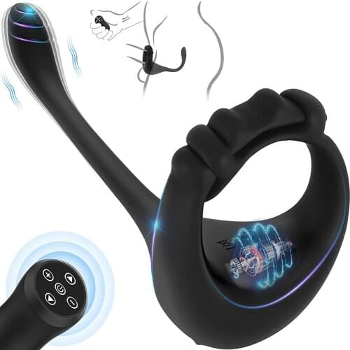 Vibrating Cock Ring Penis Massager Sex Toys for Men Chastity Male Dildo Automatic Masturbator Lock Ring Erotic Toys for Adults