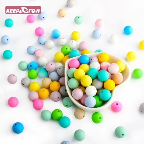 Keep&Grow BPA Free 10Pcs 12MM Silicone Beads Round Shaped Baby Teething Beads Food Grade Baby Teethers For DIY Necklace Making
