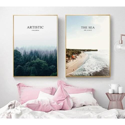 Nordic Prints Forest Landscape Seaside Scenery Wall Art Decor Painting Paintings Home Decoration B5001