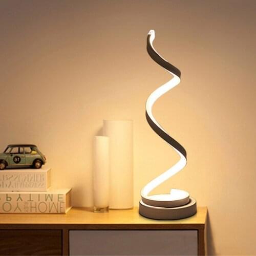 Thrisdar Art Nordic Spiral Shape Bedroom Bedside Table Night Light Creative Bar Hotel Study Eye Protect Reading Desk Table Lamps