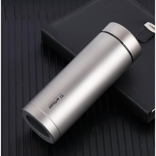Tiartisan Pure titanium 400ml water cup double insulation cup business casual tea cup with tea filter