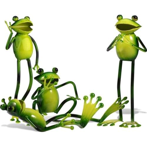 Tooarts 4 Style Frog Shaped Crafting Home furnishing articles Decoration Art Metal sculptrue For Home Decoration