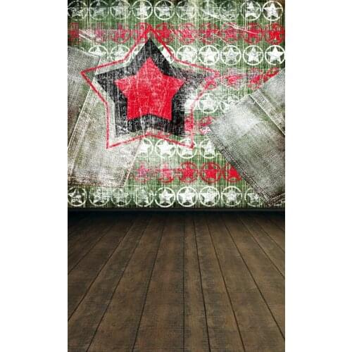 VinylBDS Faded Pentagram Wall Photography Backdrop Graffiti Brick Wedding Background Wood Flooring Decor For Photo Studio