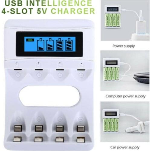 4 Slot Battery Charger LCD Dsiplay for AA AAA NiCd NiMh Rechargeable Batteries