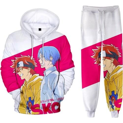 2021 New 3D Print SK8 the infinity Hip hop Harajuku Long-sleeved Hooded 2Pcs Women/Men Autumn Tracksuit Hoodies Pants