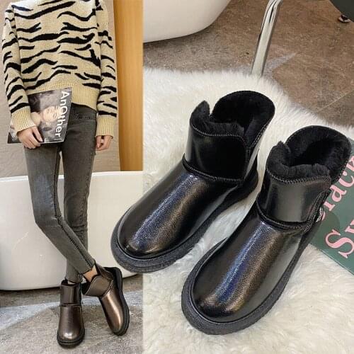 LLOGAI Winter Women Snow Boots Zipper Black Shoes Fashion Ankle Boots Plush Fur Warm Australia Womens Fur Boots Booties Mujer
