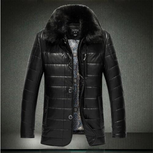 Big 9XL 8XL 7XL Mans Winter Cotton Down Jacket Fur Collar PU leather Jackets Windbreak Waterproof Coat Plus Size XL-5XL 6XL A05
