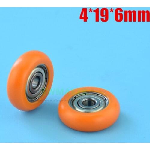 1pcs 4*19*6mm orange black spherical arc rolling wheel, 624zz bearing wrapped pulley, Peilin wheel, POM cabinet drawer wheel