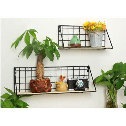 1PC Wooden Iron Wall Shelf Wall Mounted Storage Rack Organization For Bedroom Kitchen Home Decor Kid Room DIY Wall Rack JL 209