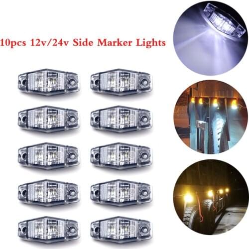 10pcs 12V/24V Signal Led Truck Lorry Side Marker Lights Signal Lamp Clearance Side Light Trailer Truck Light White