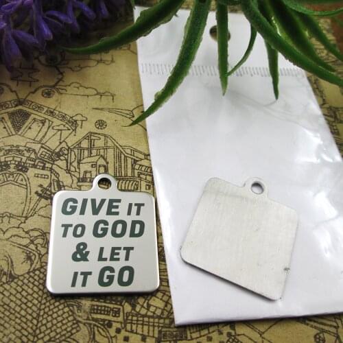 20pcs--"Give it to god and let it go"stainless steel charms 5 styles for choosing DIY Charms for necklace bracelets
