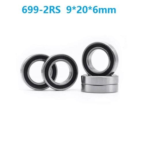 100pcs/lot 699RS 699-2RS 699 2RS RS 9*20*6mm Rubber sealed deep groove ball bearings bearing 9x20x6 mm