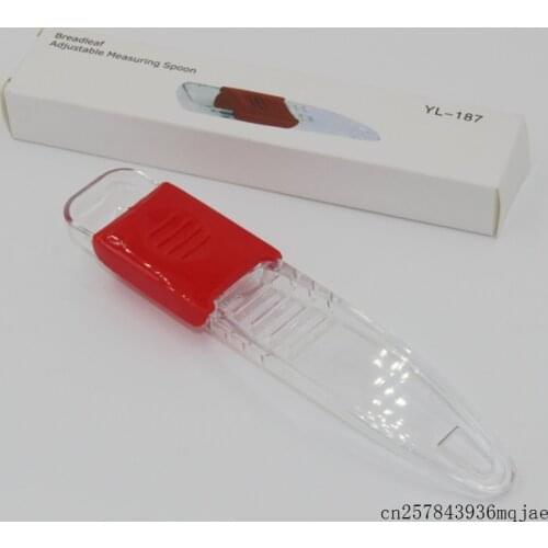 100pcs Adjustable Measuring Spoon Plastic Measuring Scoop Transparent Red Kitchen Baking Cooking Tools