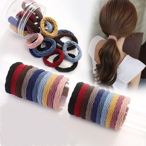 20Pcs/Lot Solid Color Basic Rubber Bands Simple High Elastic Hairband Girls Headwear Headband Fashion Women Gum Hair Accessories